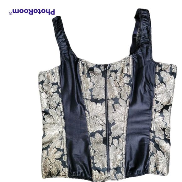 TESA BLACK GOLD FLORAL STRIPE CORSET - 40 - Picture 4 of 10